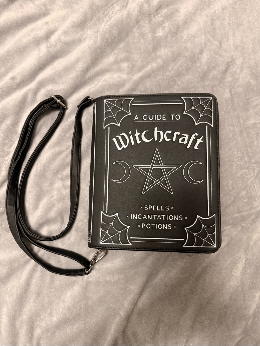 Witchcraft Book-Style Crossbody Bag in Black & White